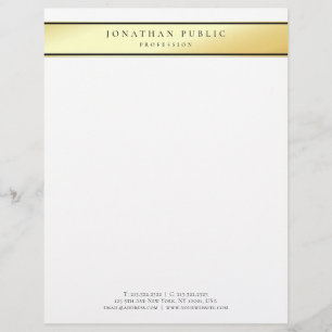 Elegant Template Glamour Gold White Modern Trendy Custom Letterhead