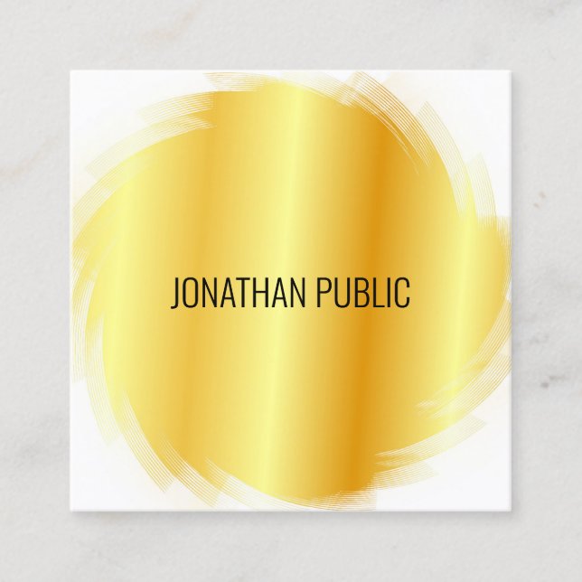 Elegant Template Gold Look Modern Professional Square Business Card (Front)