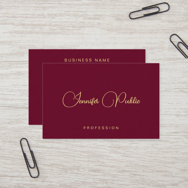 Elegant Template Gold Text Script Luxury Euro Size Business Card (Front/Back In Situ)