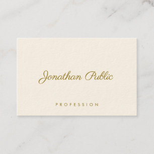 Elegant Template Modern Gold Text Signature Cream Business Card