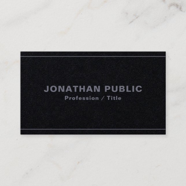 Elegant Template Premium Black Paper Luxury Business Card (Front)