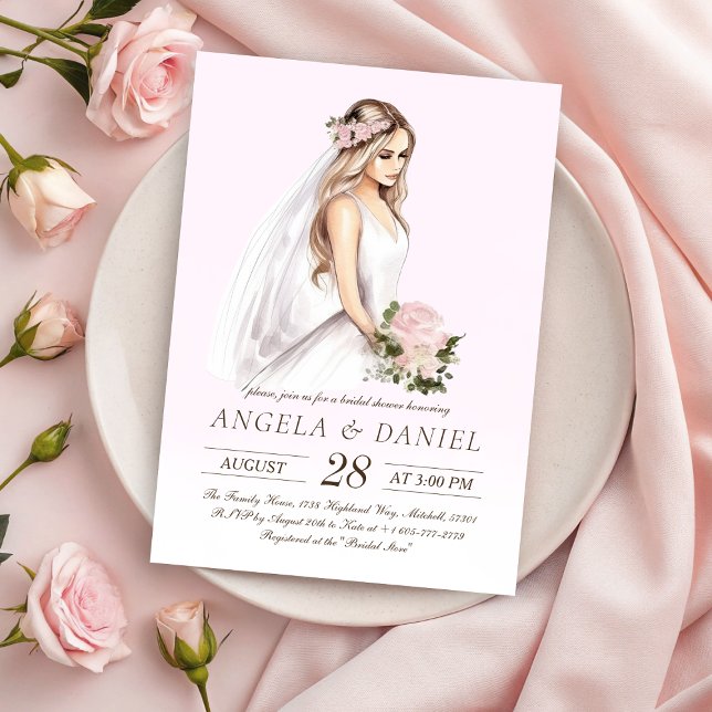Elegant Tender Pink Bride-To-Be Bridal Shower Invitation (Elegant Tender Pink Bride-To-Be Bridal Shower Invitation!)
