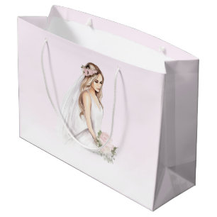 Elegant Tender Pink Bride-To-Be Bridal Shower Large Gift Bag