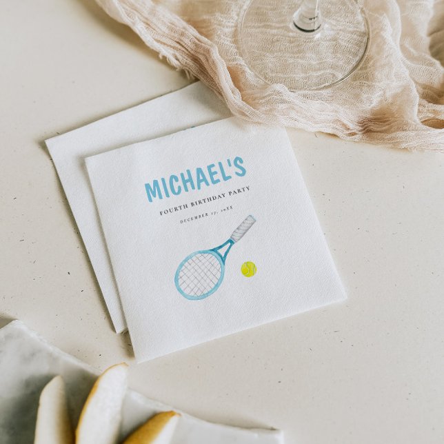 Elegant Tennis Birthday Paper Napkin (Creator Uploaded)