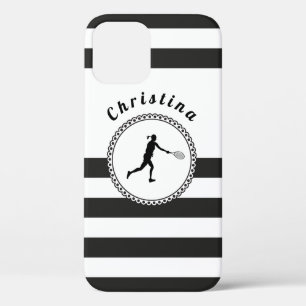 Elegant Tennis Design Sports Theme Girls Name Fun  iPhone 12 Case