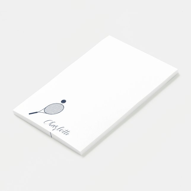 Elegant Tennis Player Monogram Personalised Script Post-it Notes (Angled)