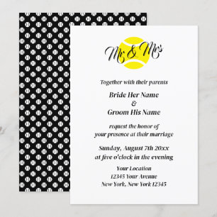 Elegant tennis theme wedding invitation template