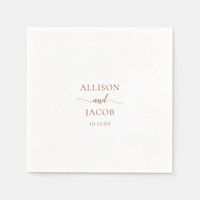 Elegant Terra Cotta Script Wedding Napkin (Front)