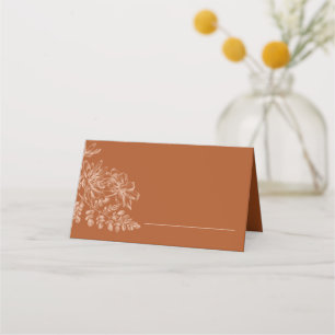 Elegant Terra Cotta Simple Floral Wedding Place Card