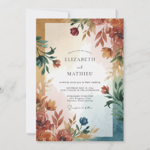 Elegant Terra Cotta Wildflower Wedding Invitation