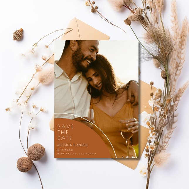 Elegant Terracotta 2 Photo Wedding Save The Date (Elegant Terracotta 2 Photo Wedding Save The Date)