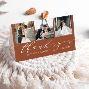 Elegant Terracotta 3 Photo Collage Thank You