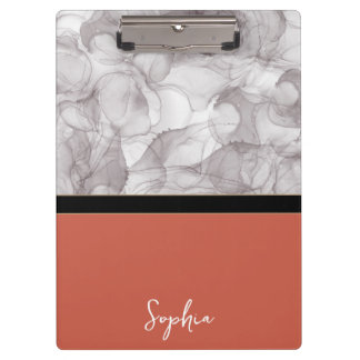 Elegant terracotta background and gray marble with clipboard