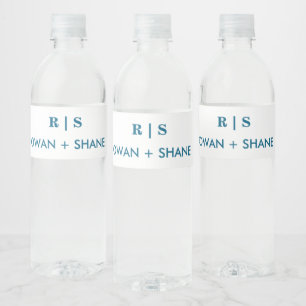 Elegant Terracotta & blue Bridal Shower Mini Wi Water Bottle Label