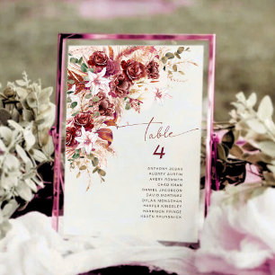 Elegant Terracotta Blush Boho Table Number Card