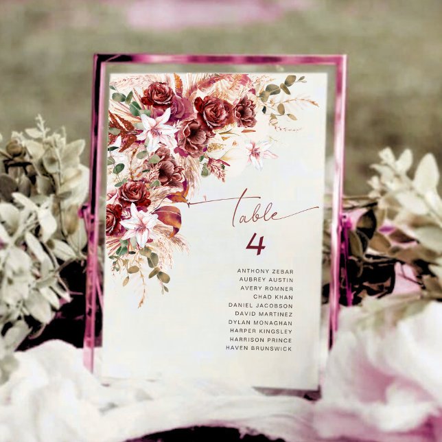 Elegant Terracotta Blush Boho Table Number Card (Creator Uploaded)