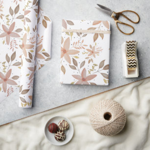 Elegant Terracotta Blush Watercolor Floral Wrapping Paper