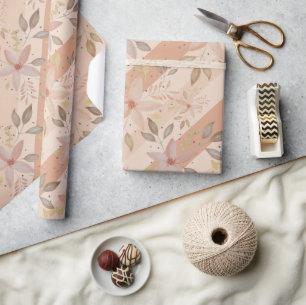 Elegant Terracotta Blush Watercolor Floral Wrapping Paper