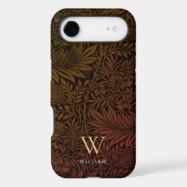 Elegant Terracotta Boho Botanical Pattern Monogram (Back)