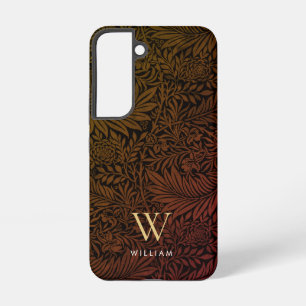 Elegant Terracotta Boho Botanical Pattern Monogram Samsung Galaxy Case