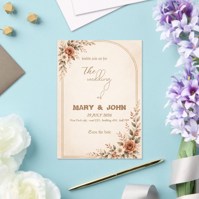 Elegant Terracotta Boho Rustic Wedding invitation (Insitu (Wedding))