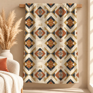 Elegant Terracotta Boho Shapes Rustic Blanket