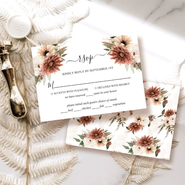 Elegant Terracotta Boho Wedding RSVP Card (Creator Uploaded)
