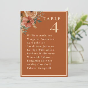 Elegant Terracotta Boho Wedding Table Seating Card
