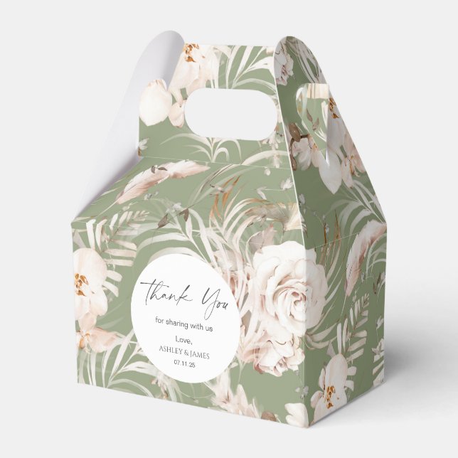 Elegant terracotta botanical floral garden wedding favour box (Front Side)