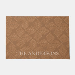 Elegant Terracotta Botanical Pattern Custom Doormat