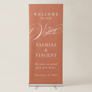 Elegant Terracotta Calligraphy Wedding Retractable Banner
