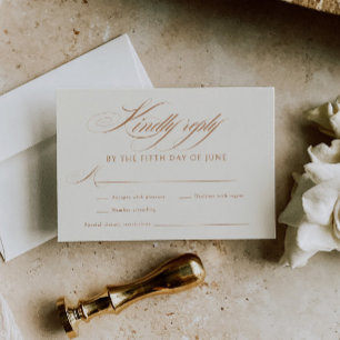 Elegant Terracotta Calligraphy Wedding RSVP Card