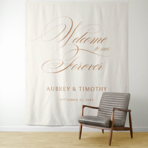 Elegant Terracotta Calligraphy Wedding Welcome Tapestry