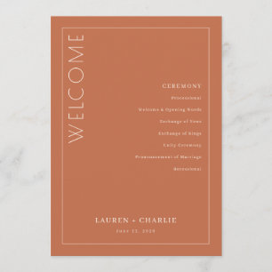 Elegant Terracotta Ceremony Schedule Programme
