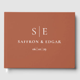 Elegant Terracotta Chic Monogram Wedding Guest Book