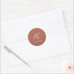 Elegant Terracotta Clean Wedding Classic Round Sticker<br><div class="desc">Classic wedding stickers featuring a simple design with your two initial monogram in an elegant handwriting script for a modern touch.  The colour palette may be changed in the design editing tool.</div>