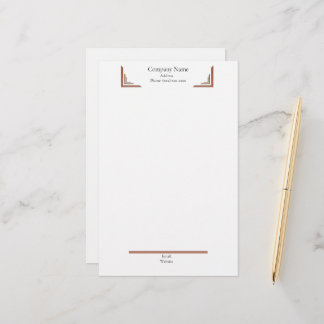 Elegant Terracotta Corner— with Footer Stationery