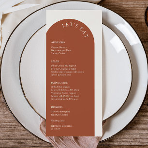 Elegant Terracotta & Cream Let's Eat Arch Wedding Menu
