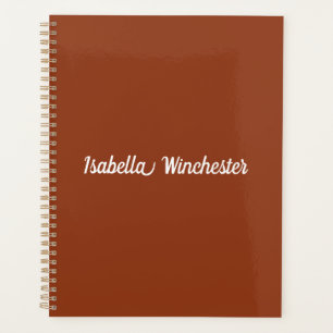 Elegant terracotta custom name text year monogram planner