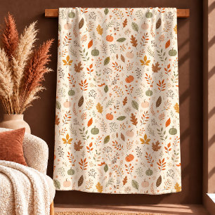 Elegant Terracotta Dusty Green Floral Blanket