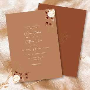 Elegant Terracotta Eucalyptus Orange Flora Wedding Invitation