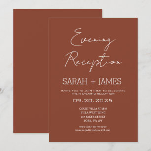 Elegant Terracotta Evening Reception Wedding Invitation