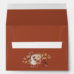 Elegant Terracotta Fall Floral Leaves Address Envelope