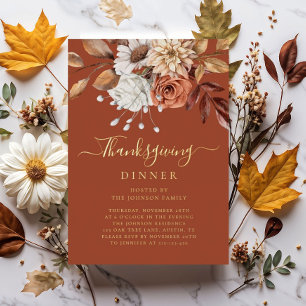Elegant Terracotta Fall Floral Thanksgiving Dinner