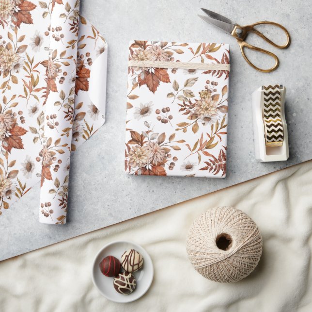 Elegant terracotta Fall floral wrapping paper (Crafts)