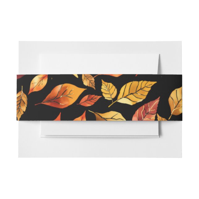 Elegant Terracotta Fall Leaves burnt orange  Invitation Belly Band (Front Example)