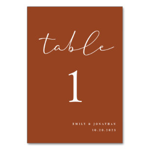Elegant Terracotta Fall Wedding Table Number