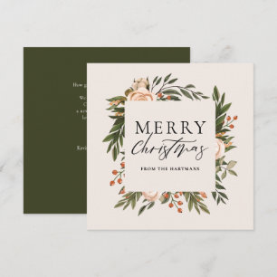 Elegant Terracotta Floral Boho Christmas  Holiday Card