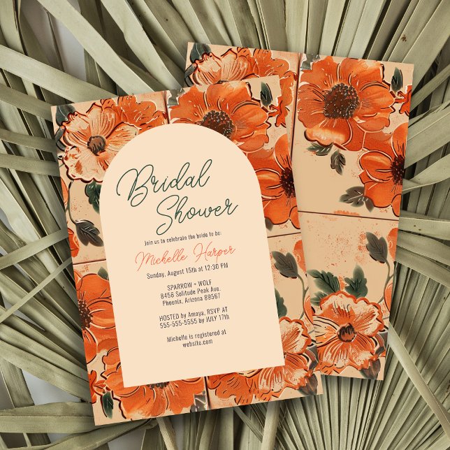 Elegant Terracotta Floral Bridal Shower Invitation (Creator Uploaded)