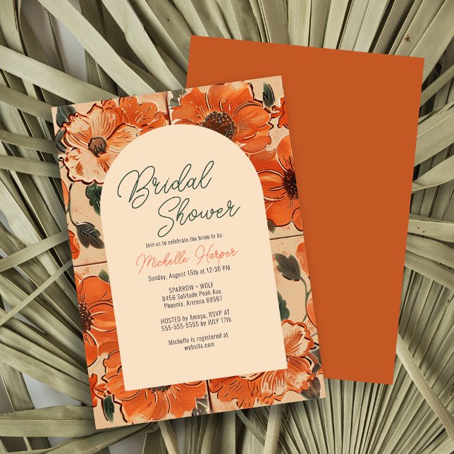 Elegant Terracotta Floral Bridal Shower Invitation (Creator Uploaded)